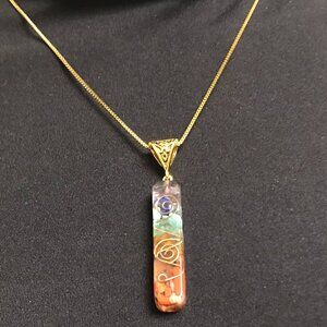 Chakra Pendant Necklace Gold BOX 18 inch Stainless Steel chain Brand NEW
